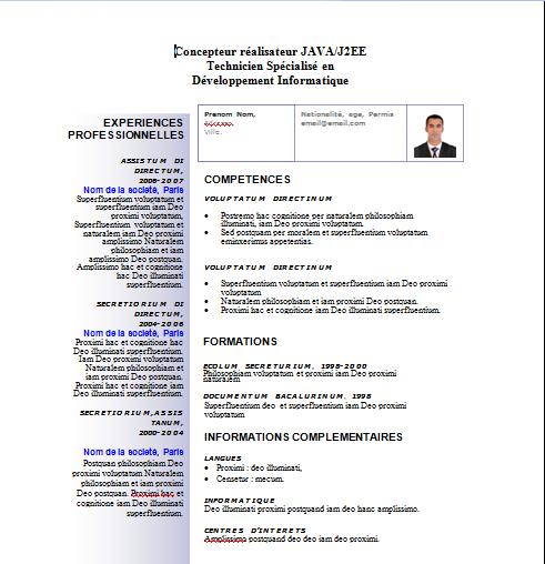 Exemple de CV technicien realisateur